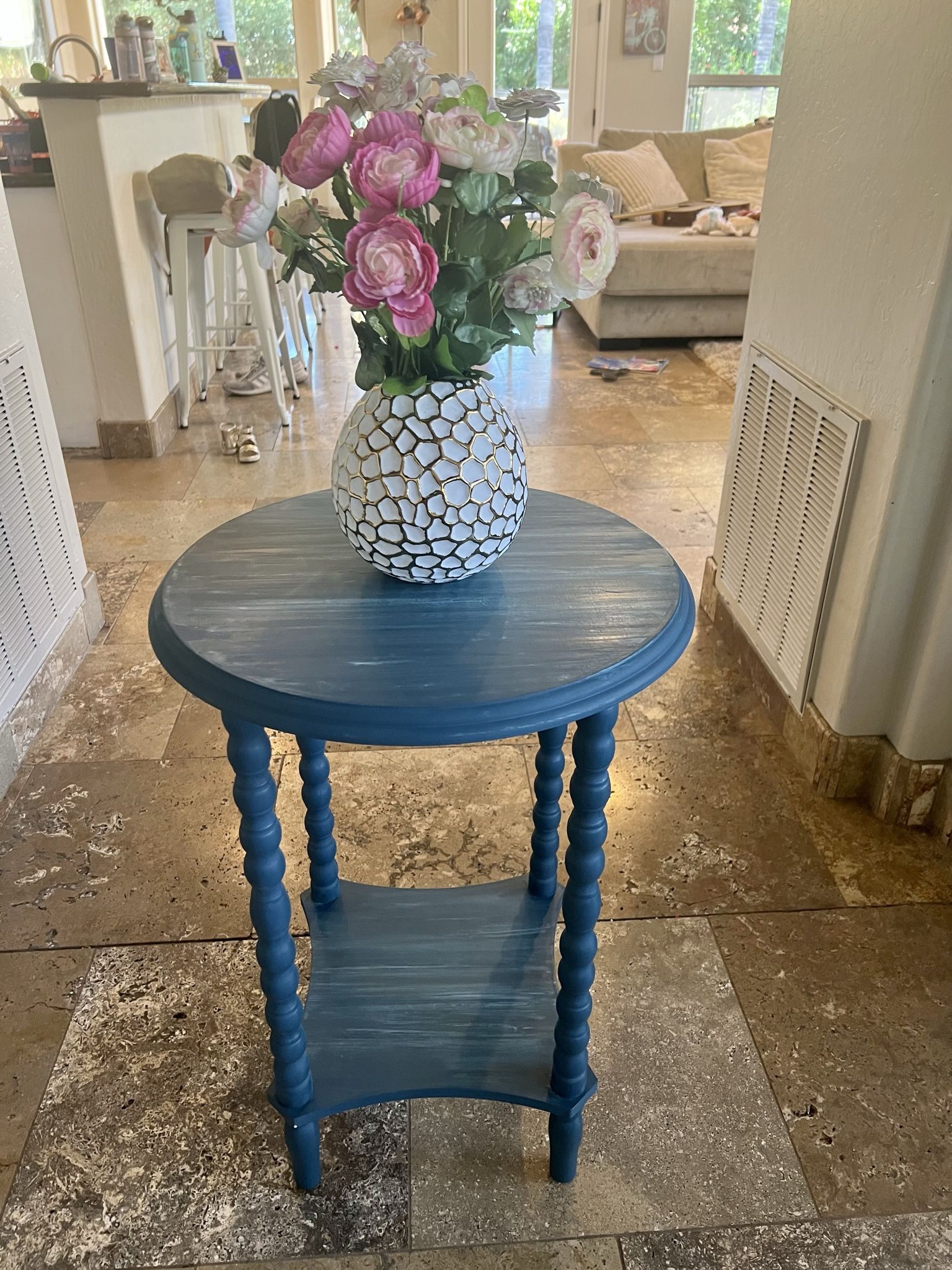 Blue Beachy End Table