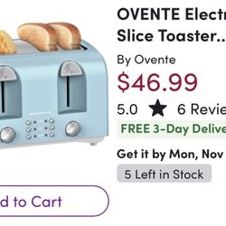 Vintage Retro Look OVENTE Electric 4-Slice Toaster Machine with 6-Shade Selector Setting, Cancel Button, Defrost Function, Crumb Tray, 1400W Power and