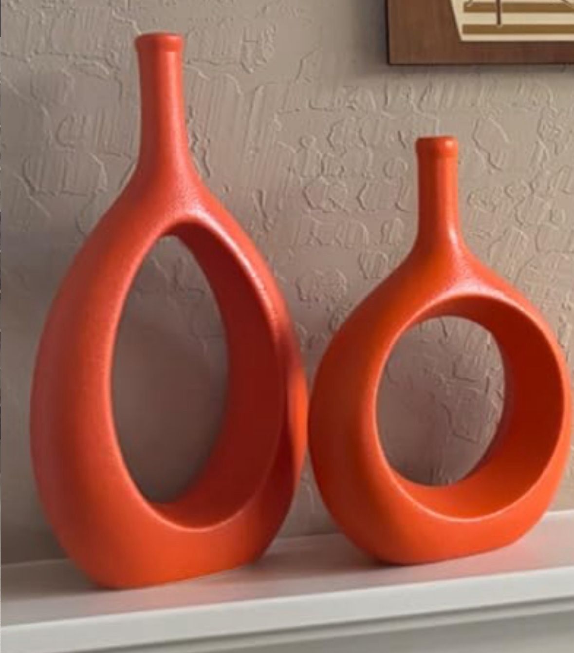 Modern Orange Ceramic Vase Set