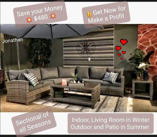 💧Free Delivery 💧 Sectional Couch* Indoor, Living Room - Outdoor, Patio * For all Seasons 👉$52Down/GetNowPayLater 