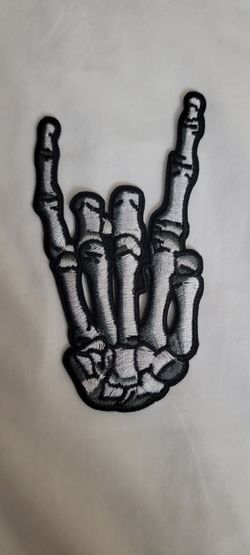 Skeleton Rock Iron On Patch