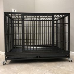 🔵 Brand New 47" Heavy Duty w/bowls Dog kennel Cage for XL 🐕 