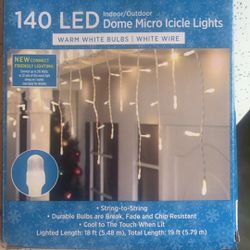 140 LED Dome Micro Icicle Lights Warm White 