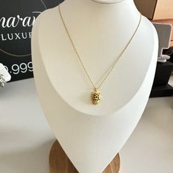 18K Authentic Gold Chain With Panther Pendant 