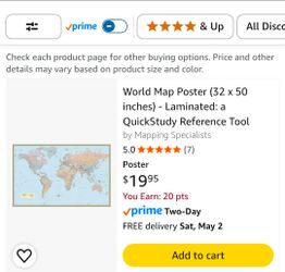 World Map Poster 32x50 Laminated by Mapping Specialists