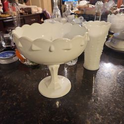 White Milk Glass Compote