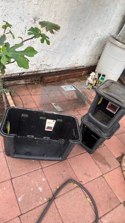 Large Black Plastic Storage Tote 3 each one big 2 small