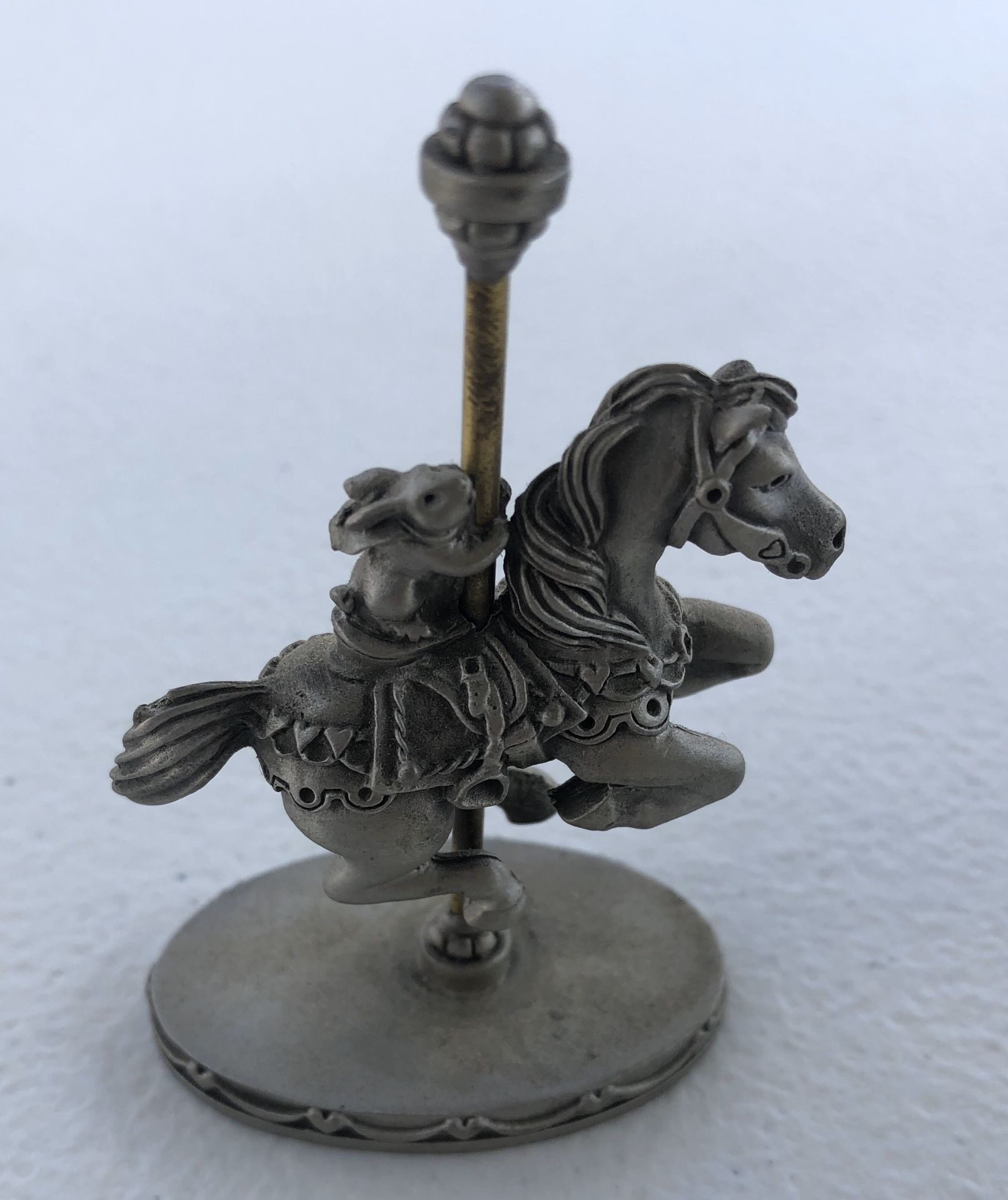 Vintage Hudson Fine Pewter Carousel Horse Figurine Bunny Rabbit 1984 # 3280