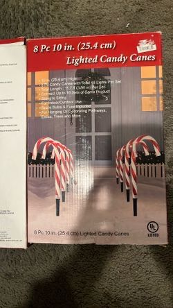 Set Of 2 8 Pc , 10 Inch Lighted Candy Cane, 2 Set For $25