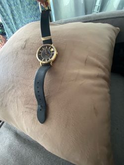 Versace Watch Black Leather Gold Case