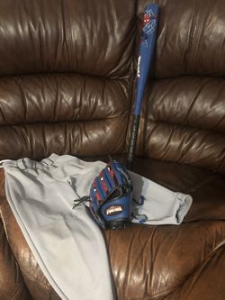 Baseball bat and glove