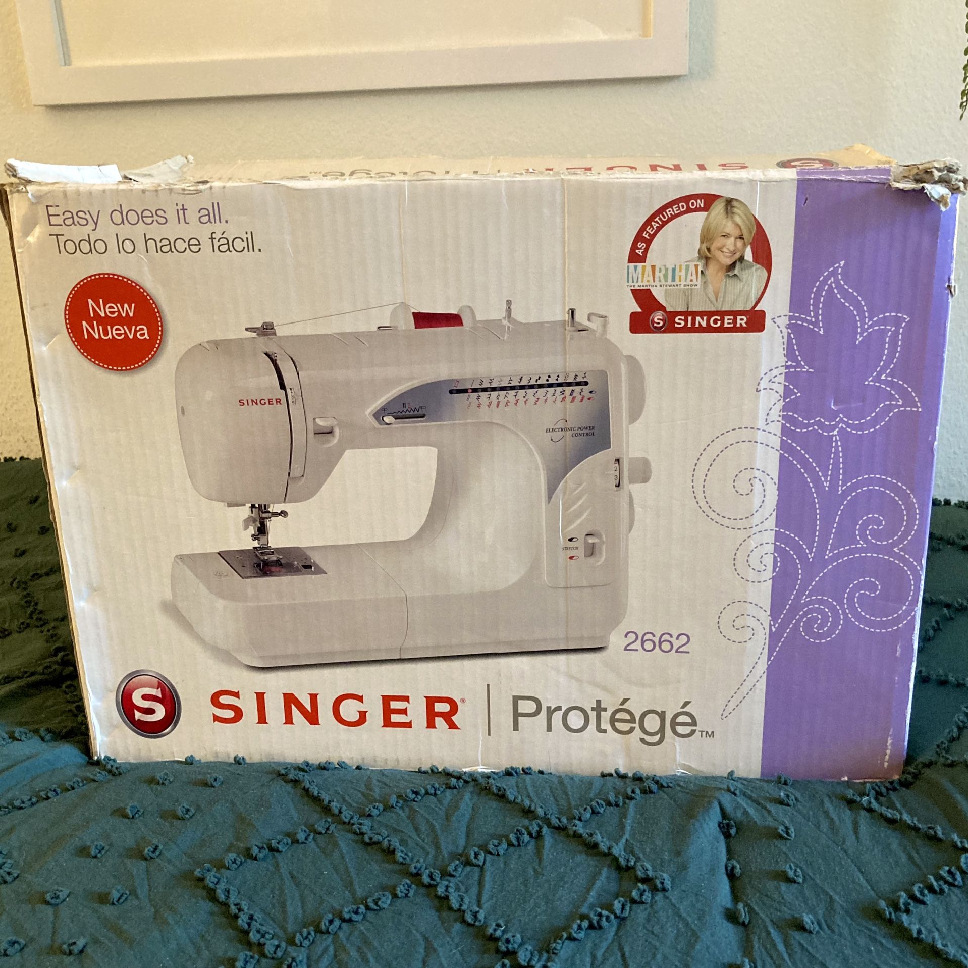 Singer Sewing Machine With The Box, Foot Pedal, And Extras