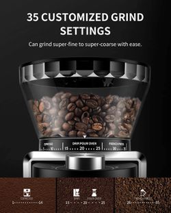 35 Grind Settings Cups Electric Conical Burr Coffee Grinder for Espresso