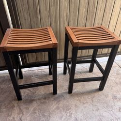 Set Of Wood Bar Stools 