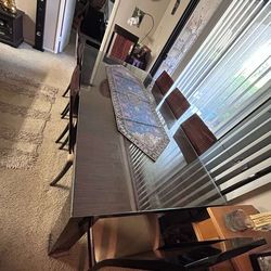 Family dining table with 8 chairs