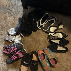 Ladies Tennis shoes, boots, sandals,riding shoes-7&8. $40 /all