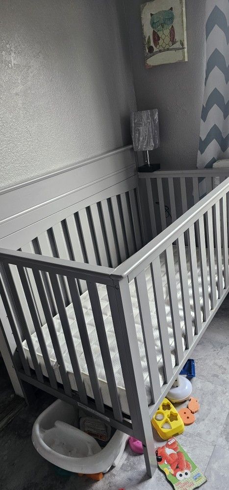 Gray Baby Crib