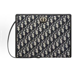 DIOR Dior Montaigne Series 30 Montaigne Classic Old Flower Embroidery Full Print Canvas Toiletry Bag Hand Bag（149）36