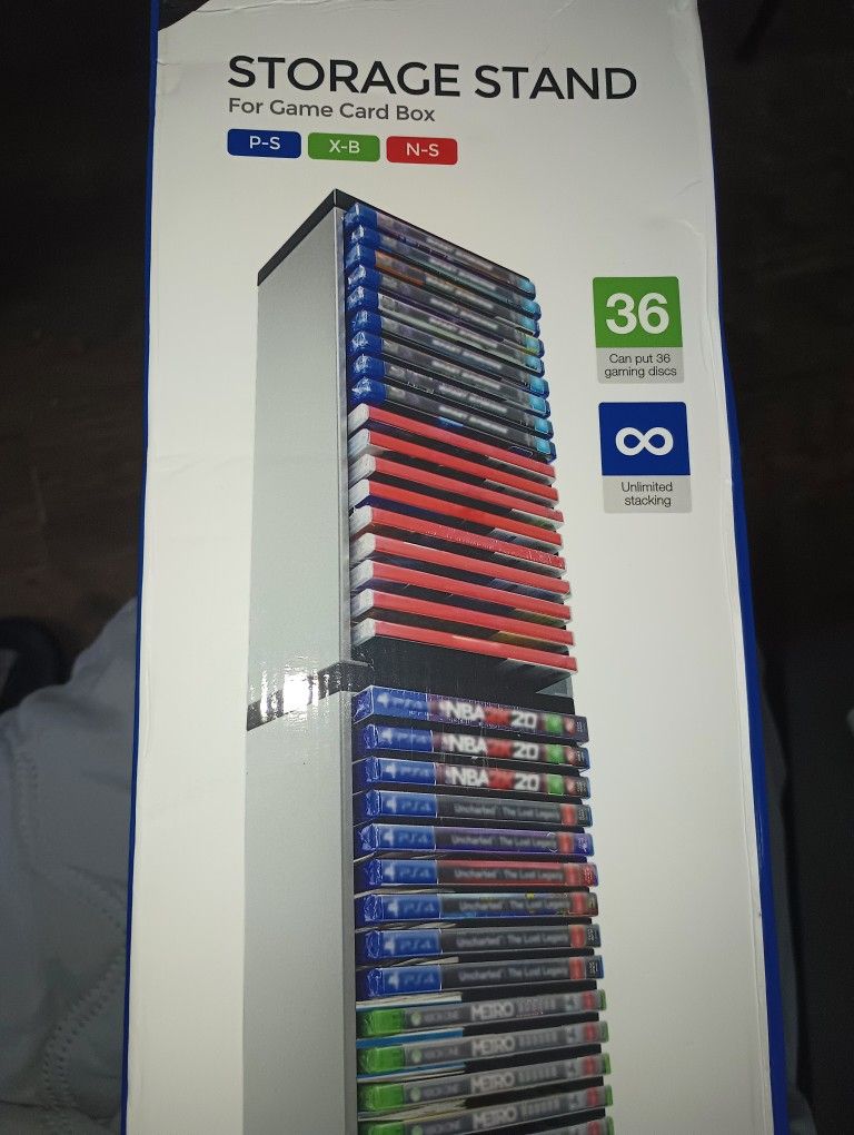 Storage Stand For Game Card Box — 36 Gaming Disc and Unlimited Stacking