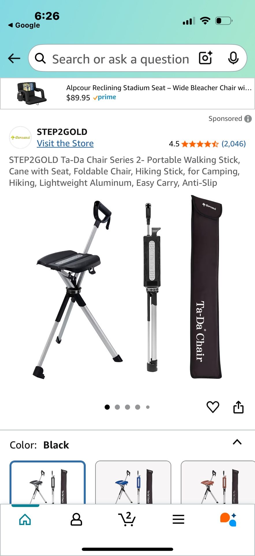 STEP2GOLD Portable Cane/chair