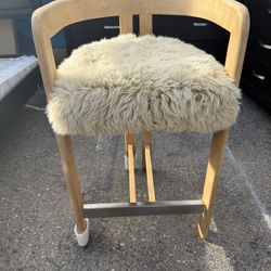 Jennifer Taylor Home Millwick 26.5" Low Back Genuine Fur Counter Stool, Natural Blonde Genuine Fur