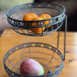 Metal Two Tier Fruit Basket