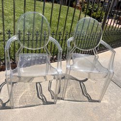 Clear Acrylic Arm Chairs - Pair