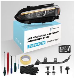 Left LED Headlights for 2022-2026 HONDA CIVIC;Black Trim
W/Full Tools、Instructions,Full LED Headlights Assembly For 2022-2026 HONDA CIVIC,Replace#3315