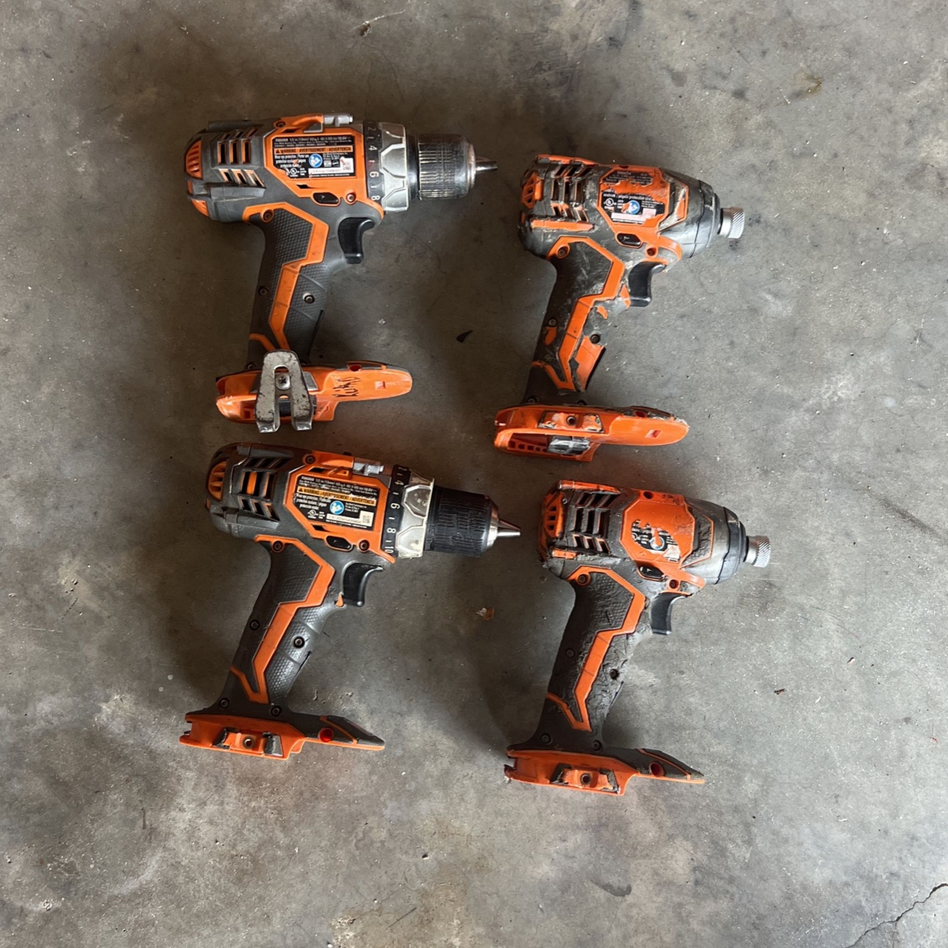 Ridgid Drill /Drive Model R8608 2 Piece /Ridgid Impact 1/4”R86034 2 piece Price For One Drill And Impact Is $50Ore 4 For $90 $