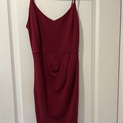 BURGUNDY RED WOMEN’S MEDIUM DRESS-SIDE ZIPPER