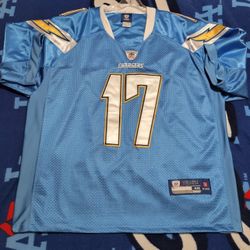 Used vintage 2008 San Diego Chargers Philip Rivers Powder Blue Reebok jersey, Size 48
