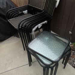 Outdoor Patio Set – 8 Stackable Chairs + 4 Nesting Tables