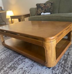 Oak Wood Coffee Table with 2 End tables