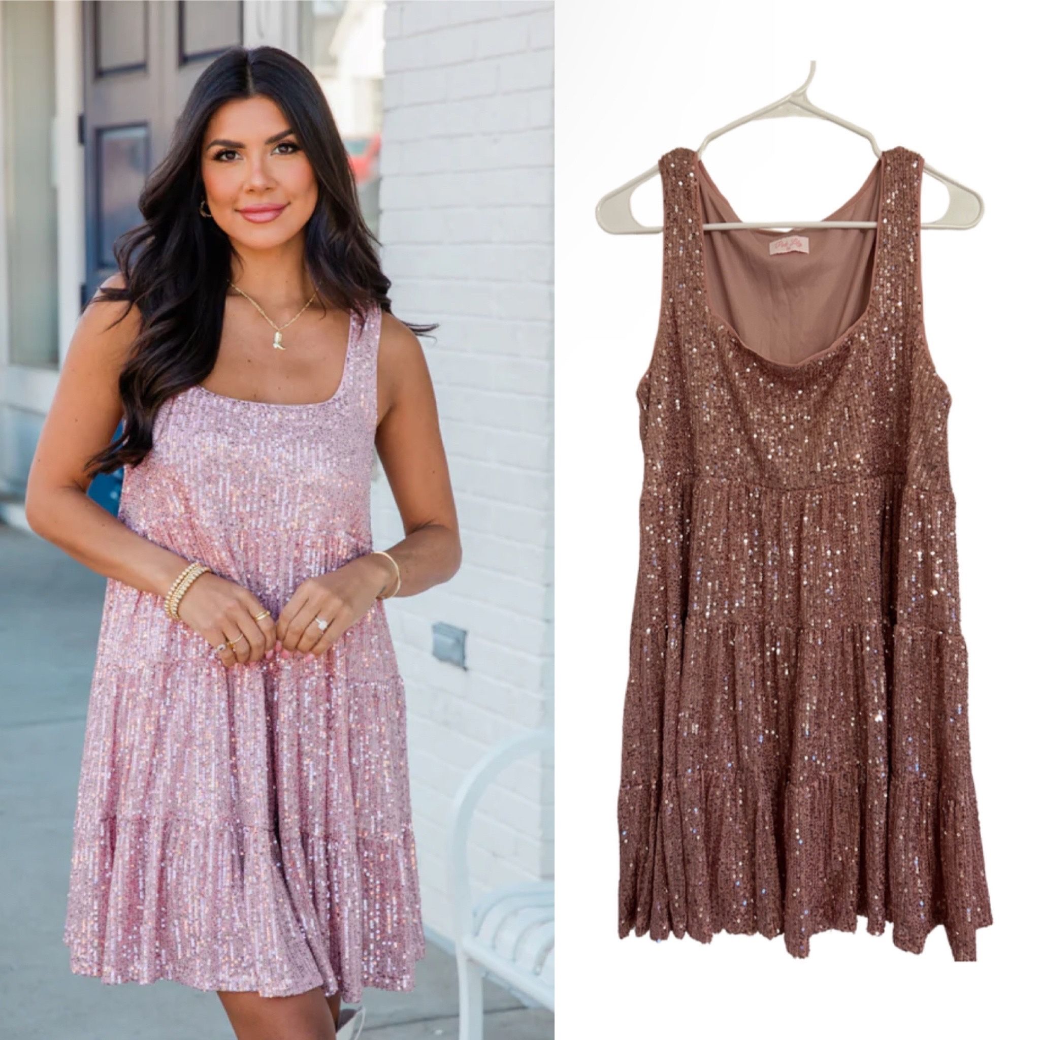 Pink Lily Making Headlines Sequin Dress