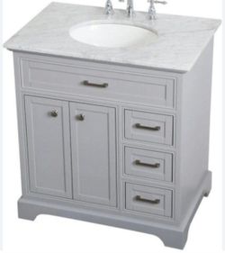 Elegant Lighting 32" X 22" Vanity Cabiner With Top In Grey