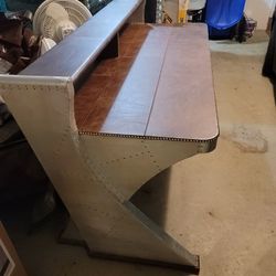 Genuine Leather & Metal Desk 2 Tier Wesley Desk