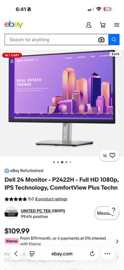 2 Dell P2422H 24” IPS 1080p Monitors – Excellent Condition