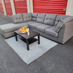*Free delivery* Ashley Gray L left side sectional couch coffee table new gray carpet Comfortable set