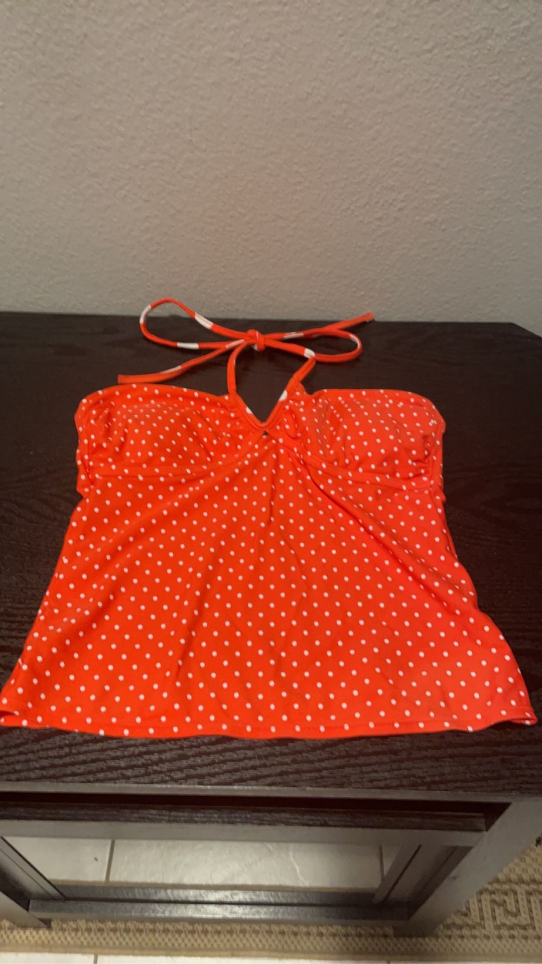 NWOT! Xhilaration orange polkadot halter tankini top size Medium