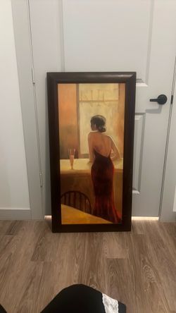 Framed Woman in Red Dress Wall Art