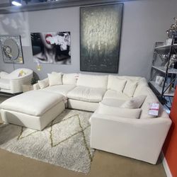 Pluma Ivory Fabric Modular Sectional  / 5pc