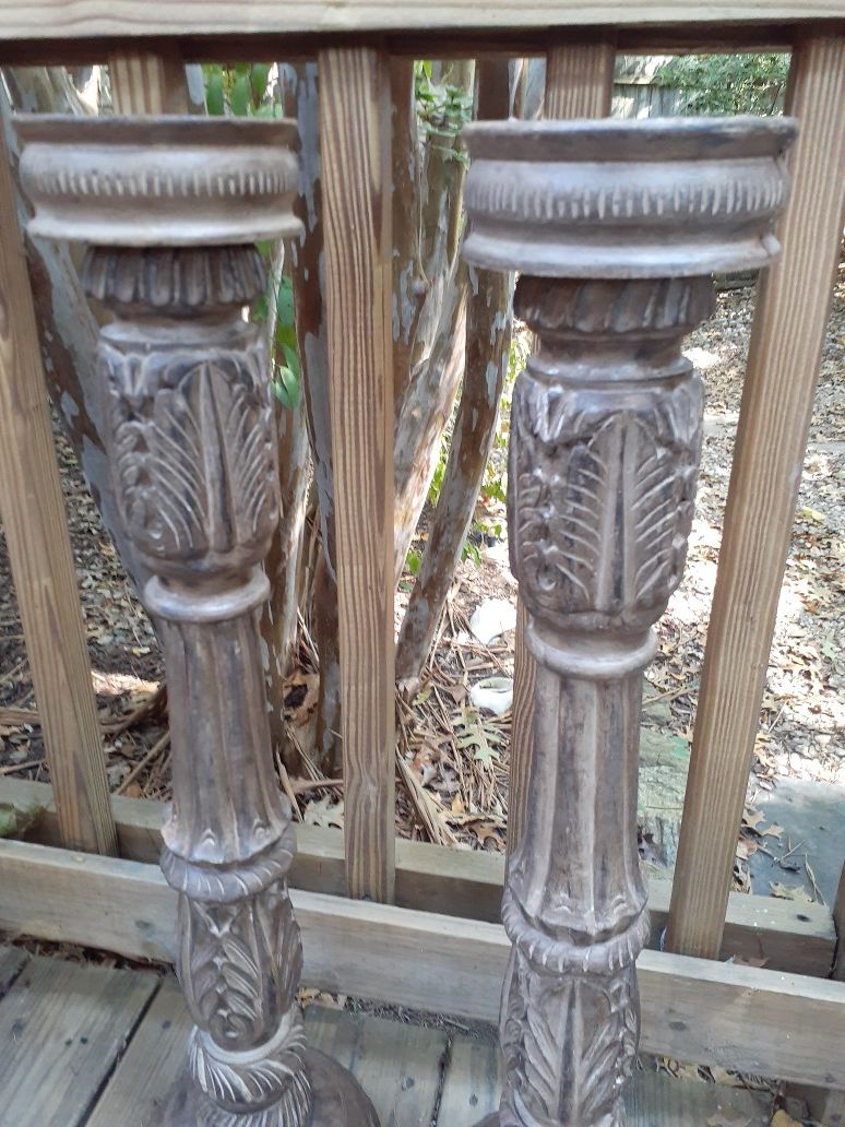 Tall wood candle holders