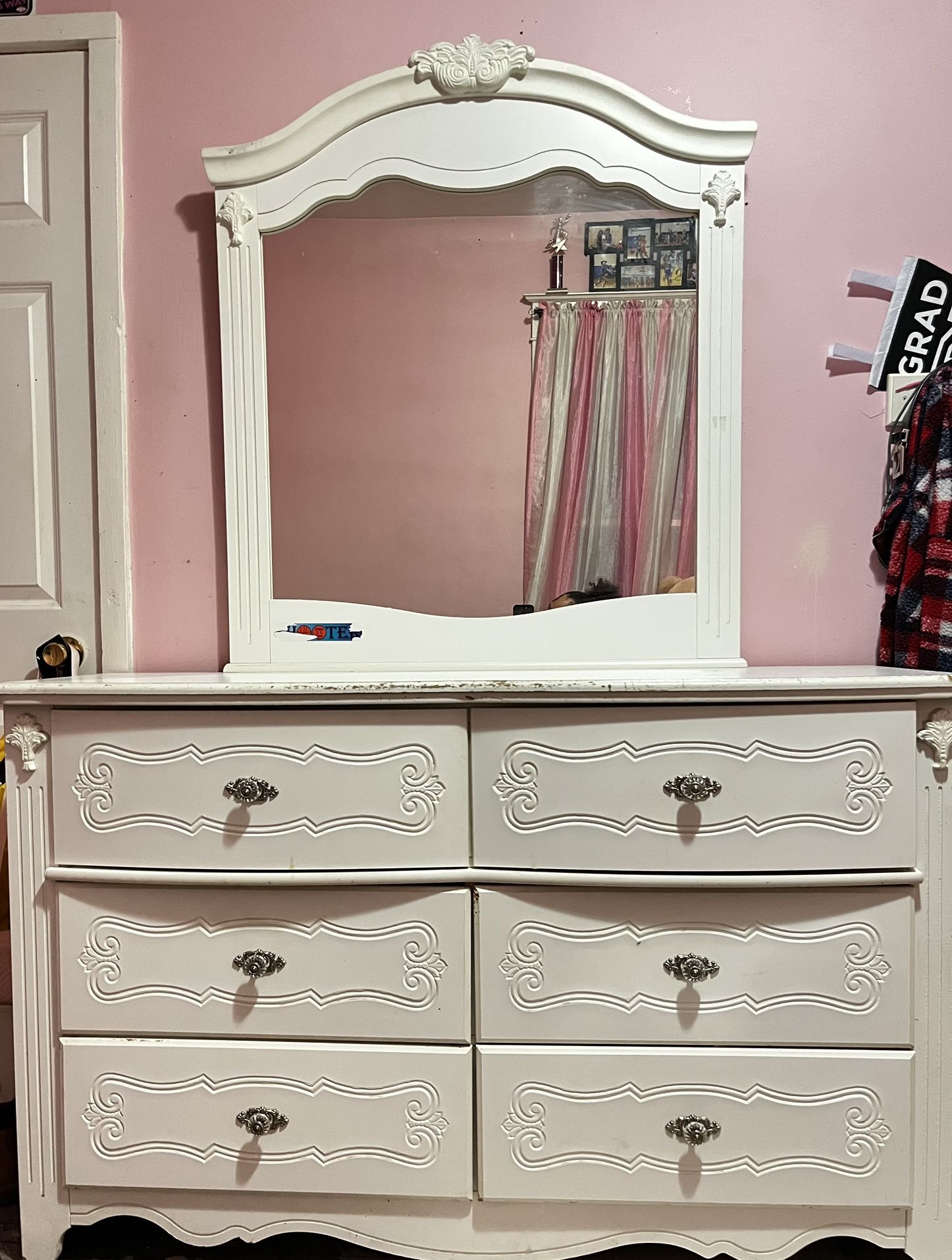 Bedroom Furniture ( White Dresser & Desk )