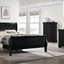 Brand New Black 4pc Queen Bedroom Set 