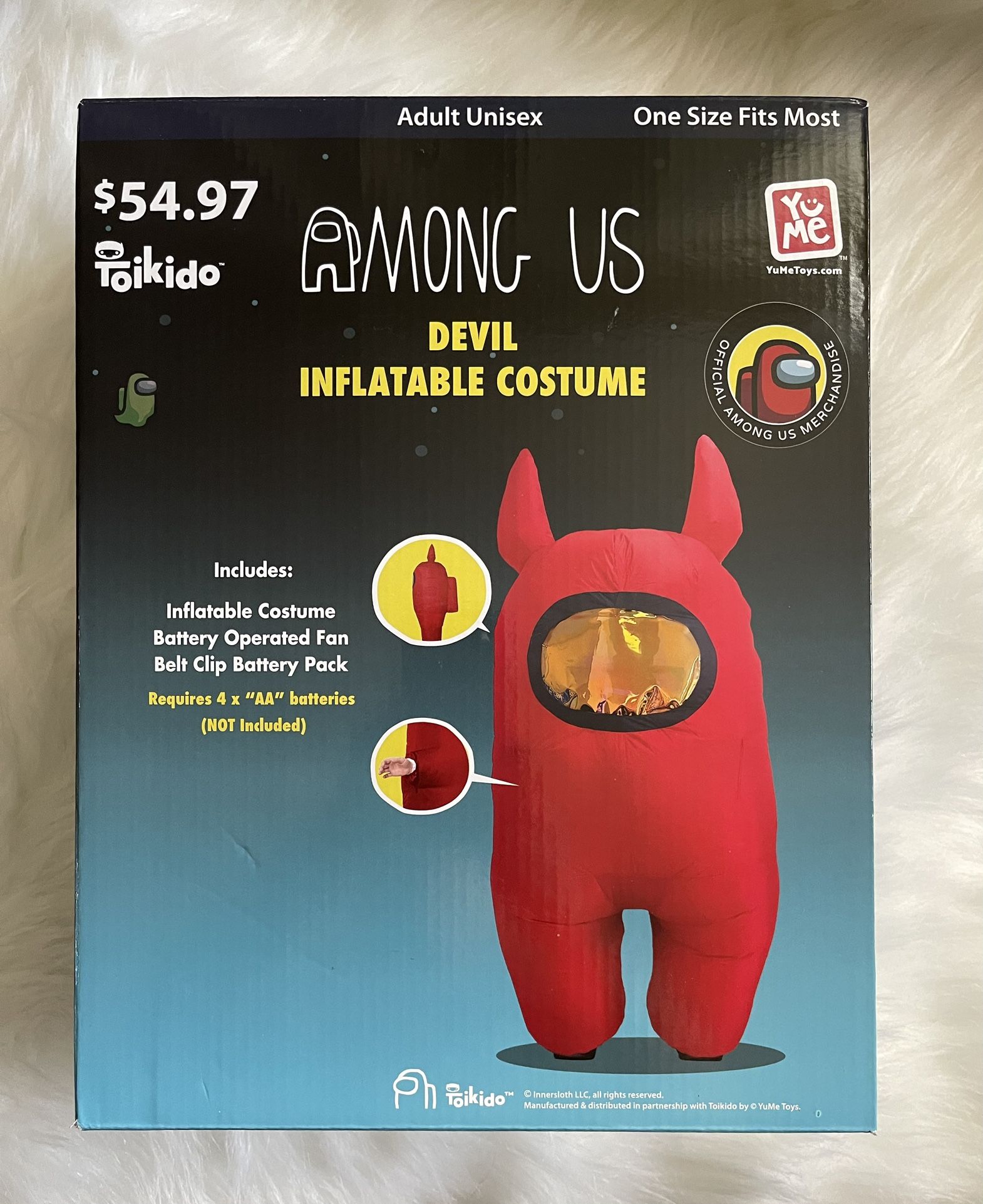 Among Us Inflatable Fancy-Dress Costume Devil Horns, Adult Regular One Size Red