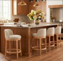Yarden modern 33 inch High Natural finish and beige counter wood stools chairs set of 4