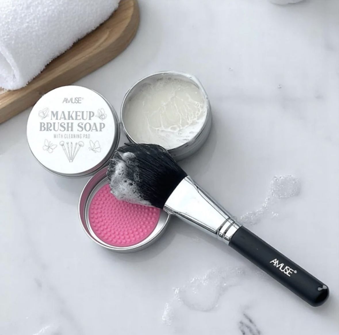 Makeup Brush Soap With Cleaning Pad