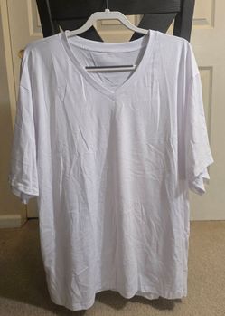Women's White V-Neck Short Sleeve T-Shirt 3XL