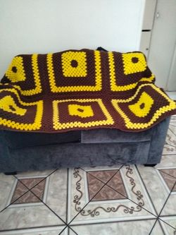 Homemade square crochet blanket