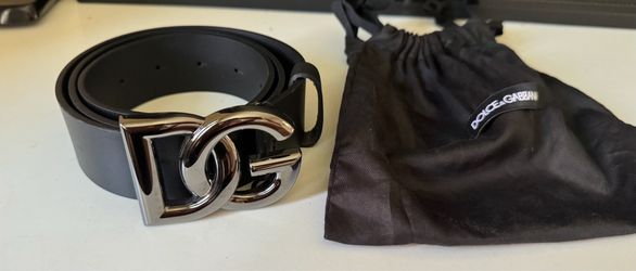 Lux leather belt with crossover DG logo buckle